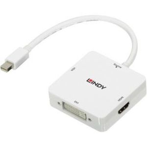 Lindy 38297 0.15m Mini DisplayPort DVI-D + VGA (D-Sub) + HDMI Wit video kabel adapter