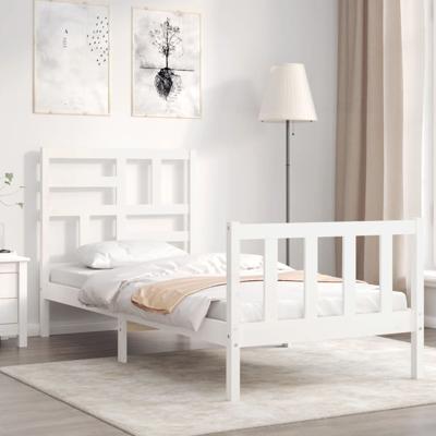 Bedframe zonder matras massief grenenhout wit 140x200 cm