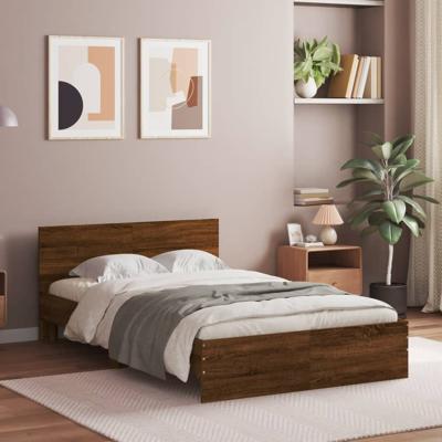 Bedframe met hoofdeinde bruin eikenkleur 135x190 cm