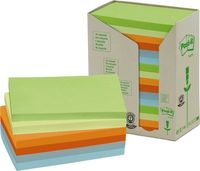 Post-it recycled notes Nature, 100 vel, ft 76 x 127 mm, pak van 16 blokken, geassorteerde kleuren - thumbnail