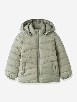 Donsjack met afneembare capuchon voor meisjes NAME IT, reflecterende details groen