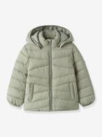 Donsjack met afneembare capuchon voor meisjes NAME IT, reflecterende details groen