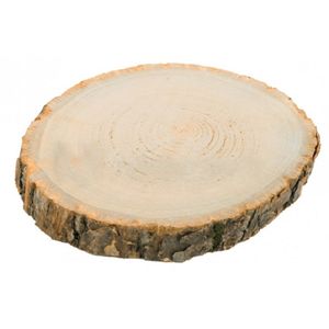 Kaarsenplateau boomschijf met schors - hout - D30 x H2 cm - rond