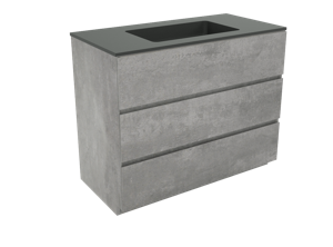 Storke Edge staand badkamermeubel 105 x 52,5 cm beton donkergrijs met Scuro enkele wastafel in mat kwarts