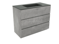 Storke Edge staand badkamermeubel 105 x 52,5 cm beton donkergrijs met Scuro enkele wastafel in mat kwarts