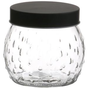 Urban Living Voorraadpot/bewaarpot Roma - 1L - glas - zwart - D13 x H13 cm - Voorraadpot