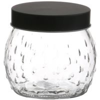 Urban Living Voorraadpot/bewaarpot Roma - 1L - glas - zwart - D13 x H13 cm - Voorraadpot - thumbnail