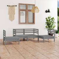 4-delige Loungeset massief grenenhout grijs