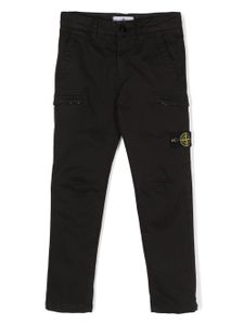 Stone Island Junior pantalon en coton à patch logo - Noir