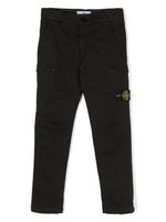 Stone Island Junior pantalon en coton à patch logo - Noir