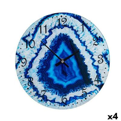 Muurklok Gift Decor Blauw Kristal Marmer 30 x 4 x 30 cm (4 Stuks)