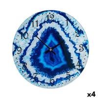 Muurklok Gift Decor Blauw Kristal Marmer 30 x 4 x 30 cm (4 Stuks)