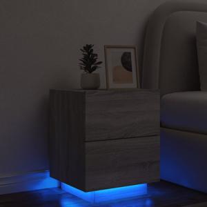 Nachtkastje met LED-verlichting bewerkt hout grijs sonoma
