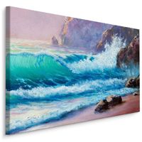 Schilderij - Golvende zee (print op canvas), multi-gekleurd, wanddecoratie