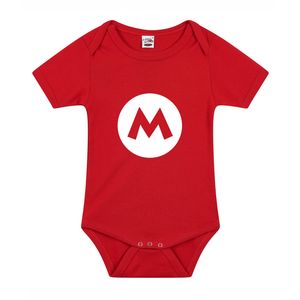 Verkleed/cadeau baby rompertje Mario M rood jongen/meisje