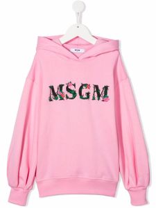 MSGM Kids hoodie à logo imprimé - Rose