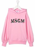 MSGM Kids hoodie à logo imprimé - Rose - thumbnail