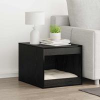 Kattenbak Omheining Zwart Eiken 47 x 59 x 42 cm Bewerkt hout