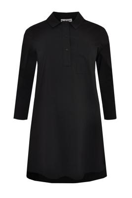 Yoek Blouse long placket short | Zwart | Maat 50/52