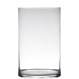 Transparante home-basics cilinder vorm vaas/vazen van glas 30 x 19 cm   -