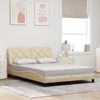 Bedframe zonder matras stof crèmekleurig 140x190 cm