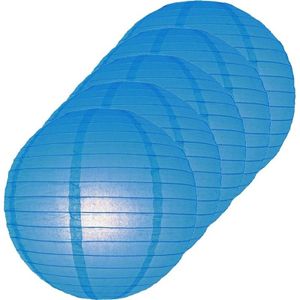 5x Blauwe lampionnen rond 25 cm   -