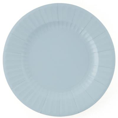 Feestbordjes/BBQ bordjes - 8x - lichtblauw - rond - papier/karton - 27cm