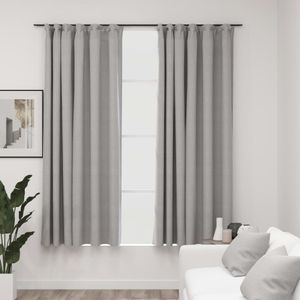 VidaXL Gordijnen linnen-look verduisterend haken 2 st 140x175 cm grijs