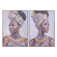 Schilderij Home ESPRIT Koloniaal Afrikaanse 70 x 3,5 x 100 cm (2 Stuks)