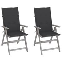 Tuinstoelen 2 st verstelbaar met kussens massief acaciahout