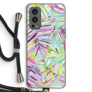 Tropical Palms Blue: OnePlus Nord 2 5G Transparant Hoesje met koord