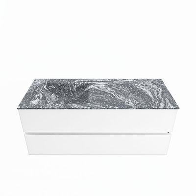 MONDIAZ VICA-DLUX 120cm badmeubel onderkast Talc 2 lades. Inbouw wastafel CLOUD links 1 kraangat, kleur Lava.