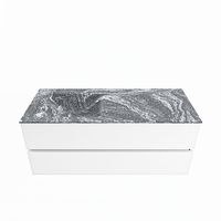 MONDIAZ VICA-DLUX 120cm badmeubel onderkast Talc 2 lades. Inbouw wastafel CLOUD links 1 kraangat, kleur Lava.