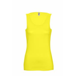 Basic tanktop - geel - voor dames - mouwloos shirt - katoen