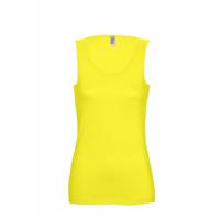 Basic tanktop - geel - voor dames - mouwloos shirt - katoen