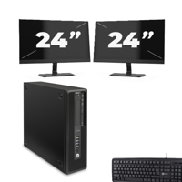 HP Z240 SFF - Intel Core i5-7e Generatie - 8GB RAM - 256GB SSD - Windows 11 + 2x 24 inch Monitor