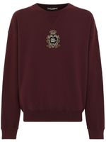 Dolce & Gabbana logo-appliqué virgin wool-cashmere sweatshirt - Rouge