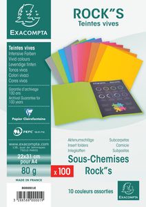 Exacompta Rock's 80 dossiermap, ft 22 x 31 cm, pak van 100, geassorteerde kleuren