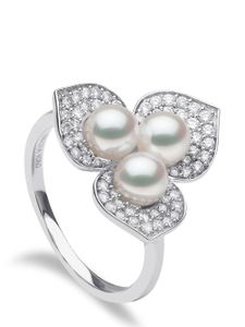 Yoko London bague Petal en or blanc 18ct sertie de perles et diamants - Argent