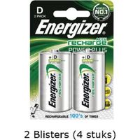 4 stuks (2 blisters a 2 stuks) Energizer D Power Plus Batterij oplaadbaar 1.2V 2500mAh rechargeable - thumbnail