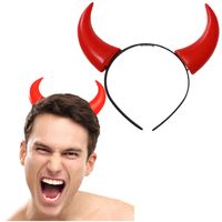 4x stuks halloween duivel hoorntjes diadeem rood plastic - Verkleedhoofddeksels - thumbnail