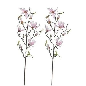 2x Licht roze Magnolia/beverboom kunsttak kunstplant 80 cm