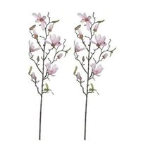 2x Licht roze Magnolia/beverboom kunsttak kunstplant 80 cm