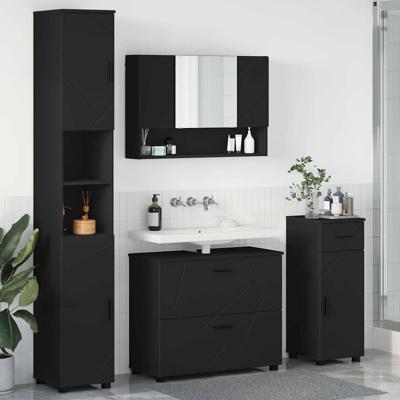 Badkamermeubelset 4 pcs Zwart 30 x 35 x 192 cm Bewerkt hout