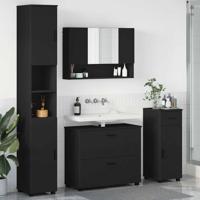 Badkamermeubelset 4 pcs Zwart 30 x 35 x 192 cm Bewerkt hout