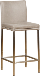 Lichtgrijze leren moderne barkruk Break - poot vierkant rvs - Vintage leer Lightgrey (lichtgrijs leer)