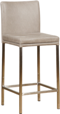 Lichtgrijze leren moderne barkruk Break - poot vierkant rvs - Vintage leer Lightgrey (lichtgrijs leer)