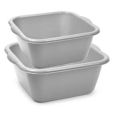Plasticforte afwasteilen set - afwasbak - kunststof - 10 en 15 liter - grijs - huishoud emmers