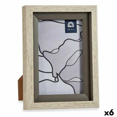 Fotolijsten 13,5 x 18,8 x 2 cm Kristal Grijs Beige Plastic (6 Stuks)