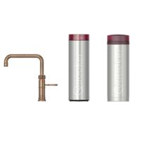 Quooker Classic Fusion Square kokendwaterkraan - draaibare uitloop - PRO3 incl. Cube reservoir - Warm / kokend / bruisend / gefilterd water - messing patina 3CFSPTN-CUBE